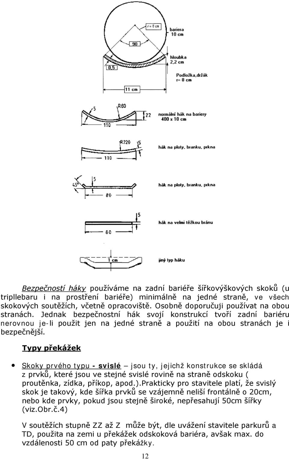 Typy překážek Skoky prvého typu - svislé jsou ty, jejichž konstrukce se skládá z prvků, které jsou ve stejné svislé rovině na straně odskoku ( proutěnka, zídka, příkop, apod.).