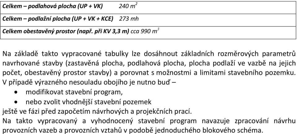 vazbě na jejich počet, obestavěný prostor stavby) a porovnat s možnostmi a limitami stavebního pozemku.