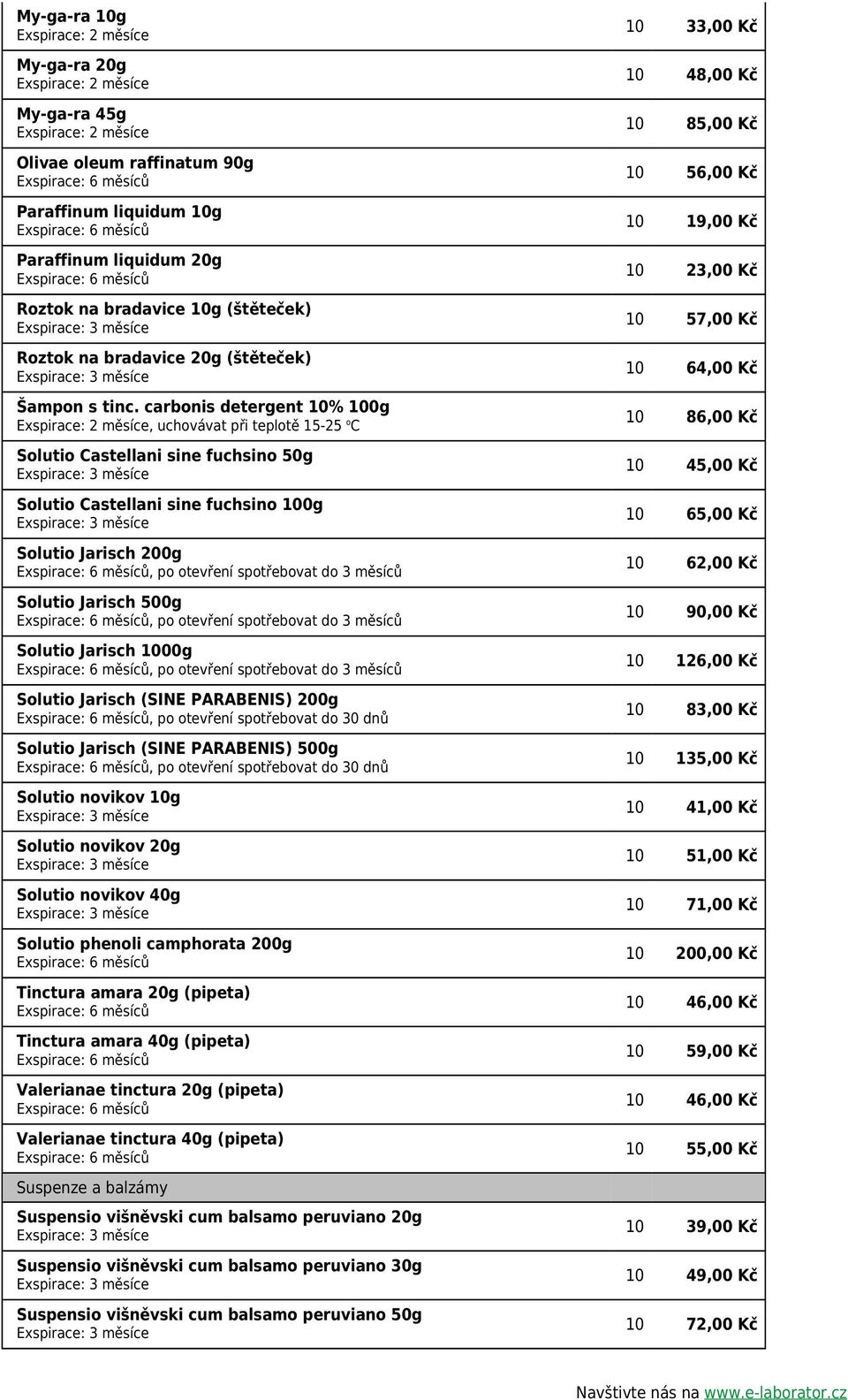 Solutio Jarisch 500g, po otevření spotřebovat do 3 měsíců Solutio Jarisch 1000g, po otevření spotřebovat do 3 měsíců Solutio Jarisch (SINE PARABENIS) 200g, po otevření spotřebovat do 30 dnů Solutio