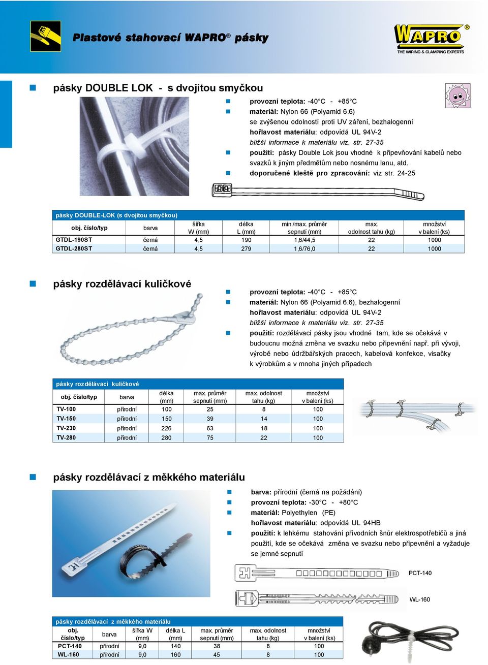 24- pásky DOULE-LOK (s dvojitou smyčkou) GTDL-19ST GTDL-28ST šířka délka min./max. průměr max.