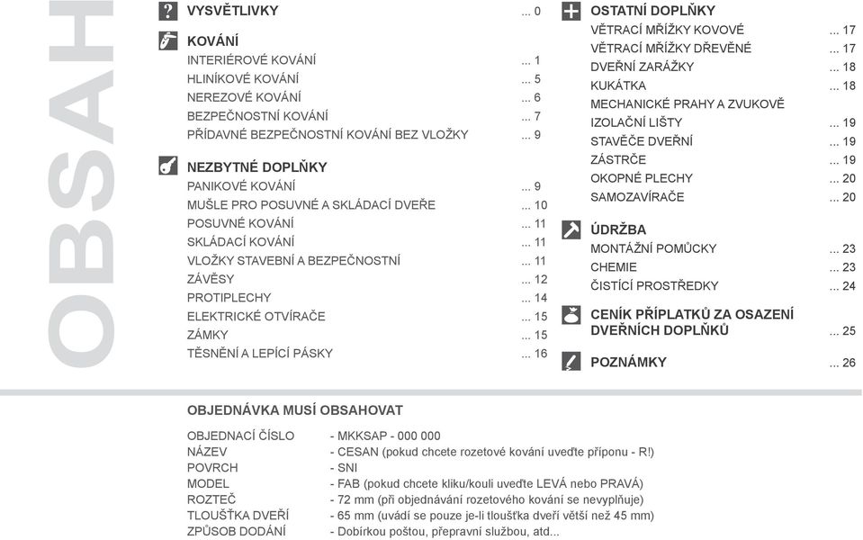 .. 15 TĚSNĚNÍ A LEPÍCÍ PÁSKY... 16 OSTATNÍ DOPLŇKY VĚTRACÍ MŘÍŽKY KOVOVÉ... 17 VĚTRACÍ MŘÍŽKY DŘEVĚNÉ... 17 DVEŘNÍ ZARÁŽKY... 18 KUKÁTKA... 18 MECHANICKÉ PRAHY A ZVUKOVĚ IZOLAČNÍ LIŠTY.