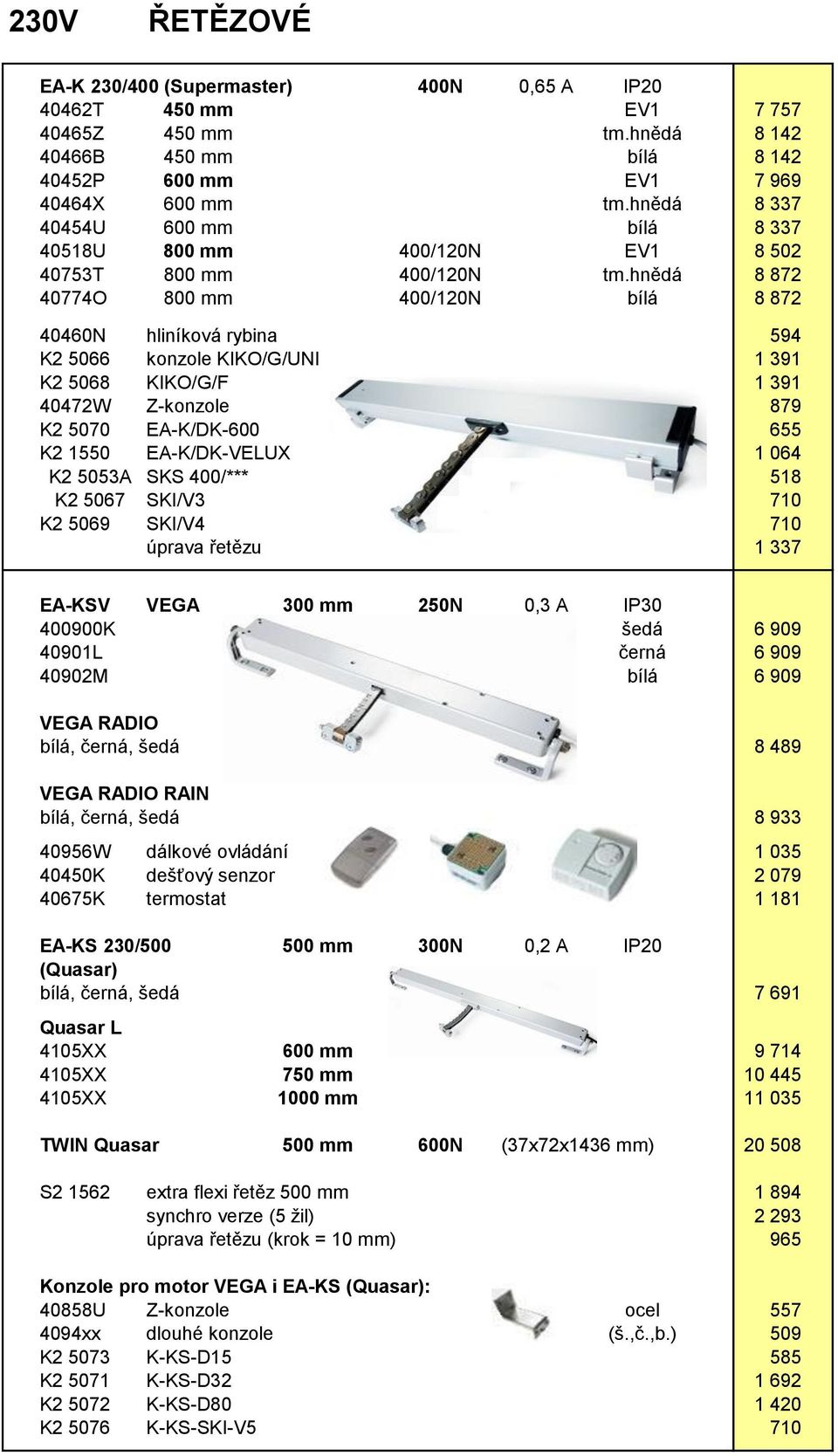 hnědá 8 872 40774O 800 mm 400/120N bílá 8 872 40460N hliníková rybina 594 K2 5066 konzole KIKO/G/UNI 1 391 K2 5068 KIKO/G/F 1 391 40472W Z-konzole 879 K2 5070 EA-K/DK-600 655 K2 1550 EA-K/DK-VELUX 1