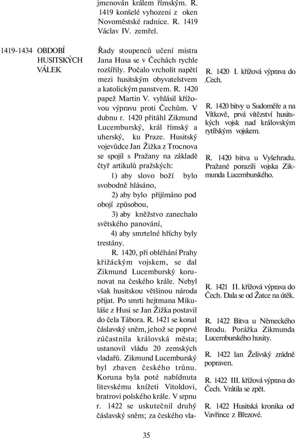 1420 papež Martin V. vyhlásil křížovou výpravu proti Čechům. V dubnu r. 1420 přitáhl Zikmund Lucemburský, král římský a uherský, ku Praze.