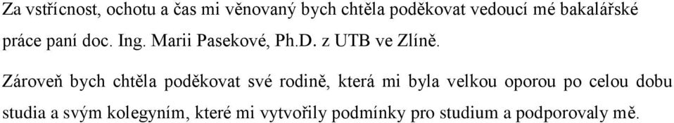 Zároveň bych chtěla poděkovat své rodině, která mi byla velkou oporou po