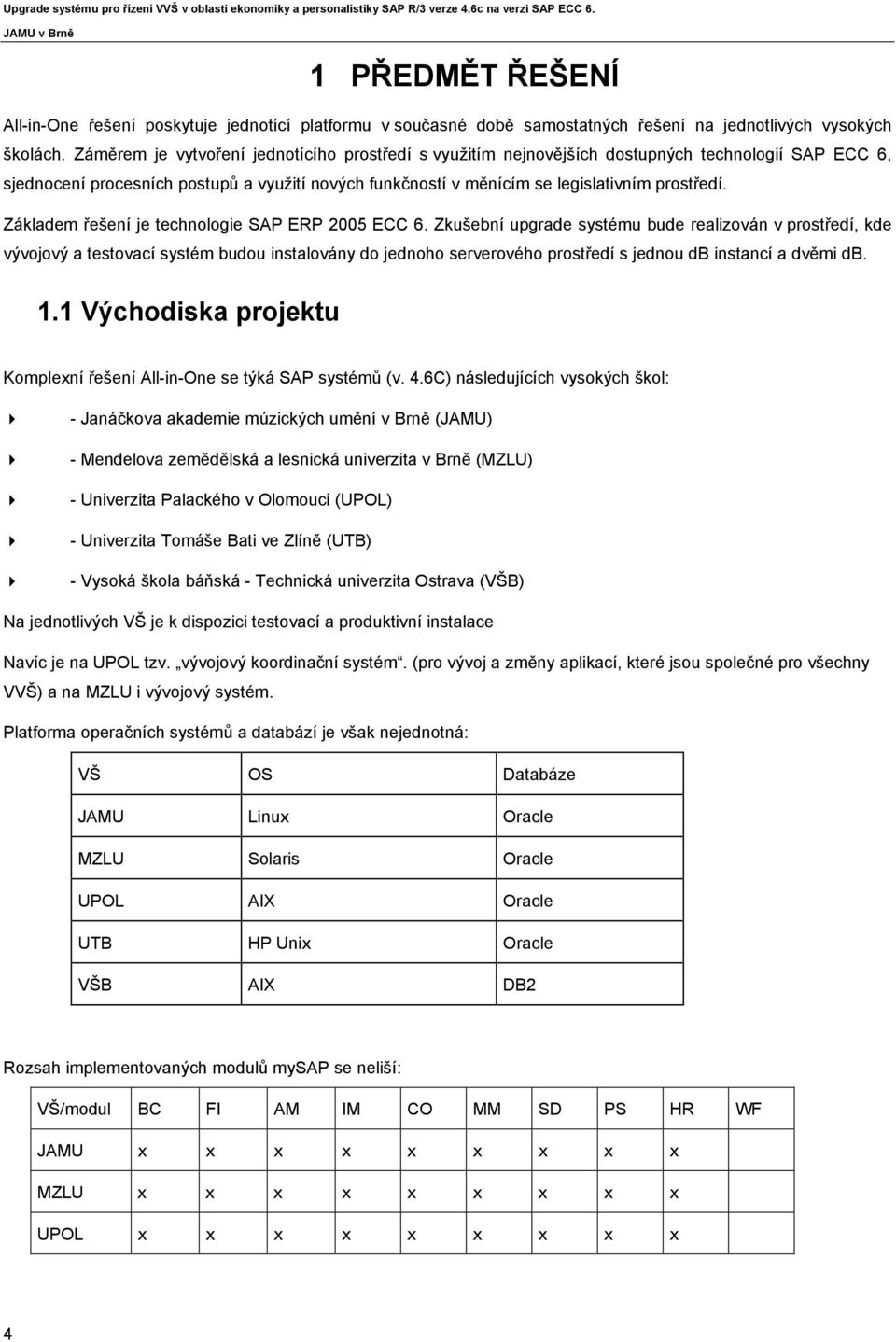 Základem řešení je technologie SAP ERP 2005 ECC 6.