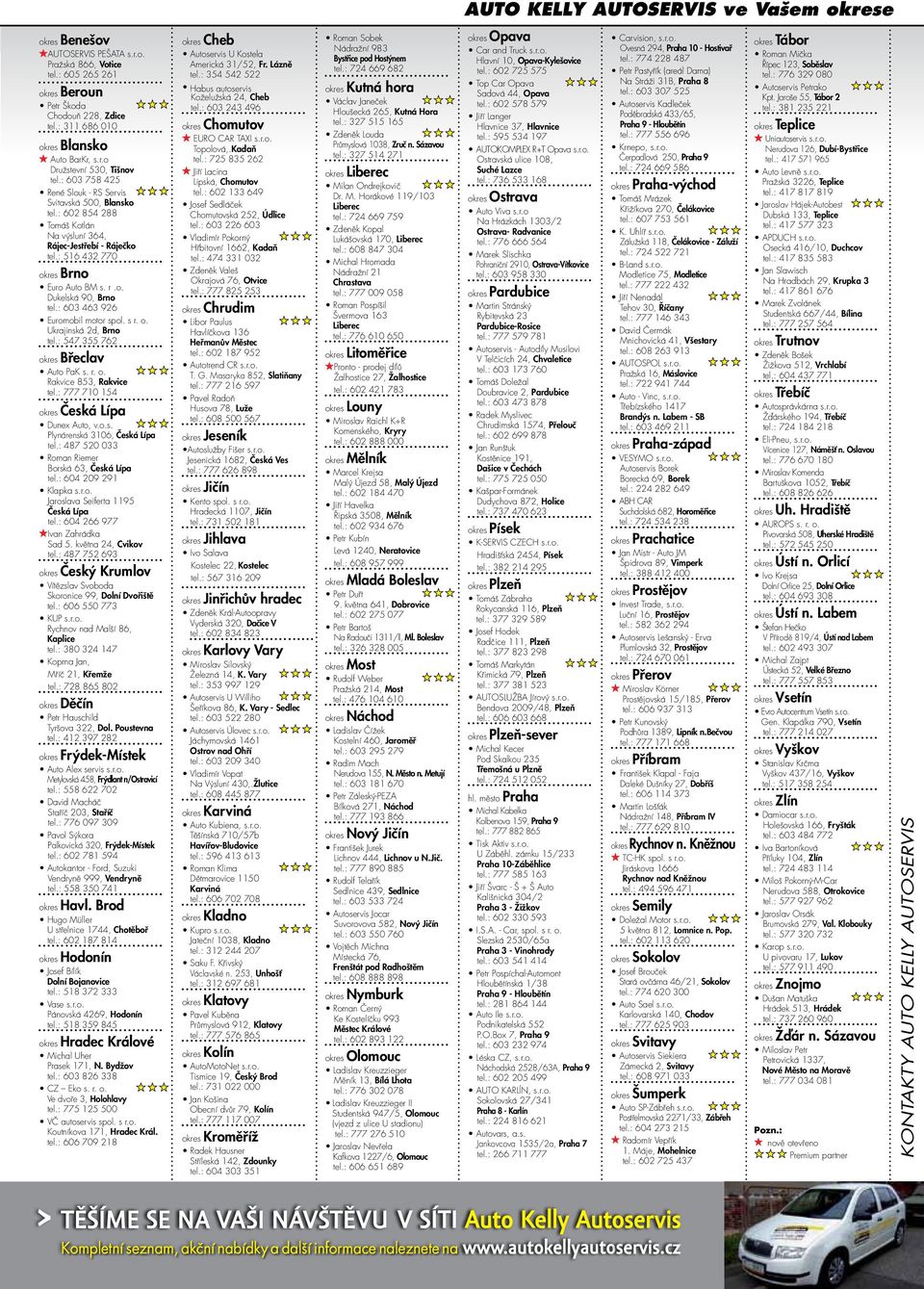 : 602 854 288 Tomáš Kotlán Na výsluní 364, Rájec-Jestřebí - Ráječko tel.: 516 432 770 okres Brno Euro Auto BM s. r.o. Dukelská 90, Brno tel.: 603 463 926 Euromobil motor spol. s r. o. Ukrajinská 2d, Brno tel.