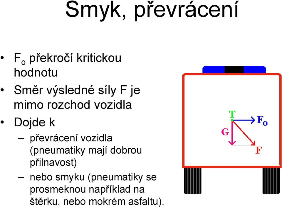 vozidla (pneumatiky mají dobrou přilnavost) nebo smyku