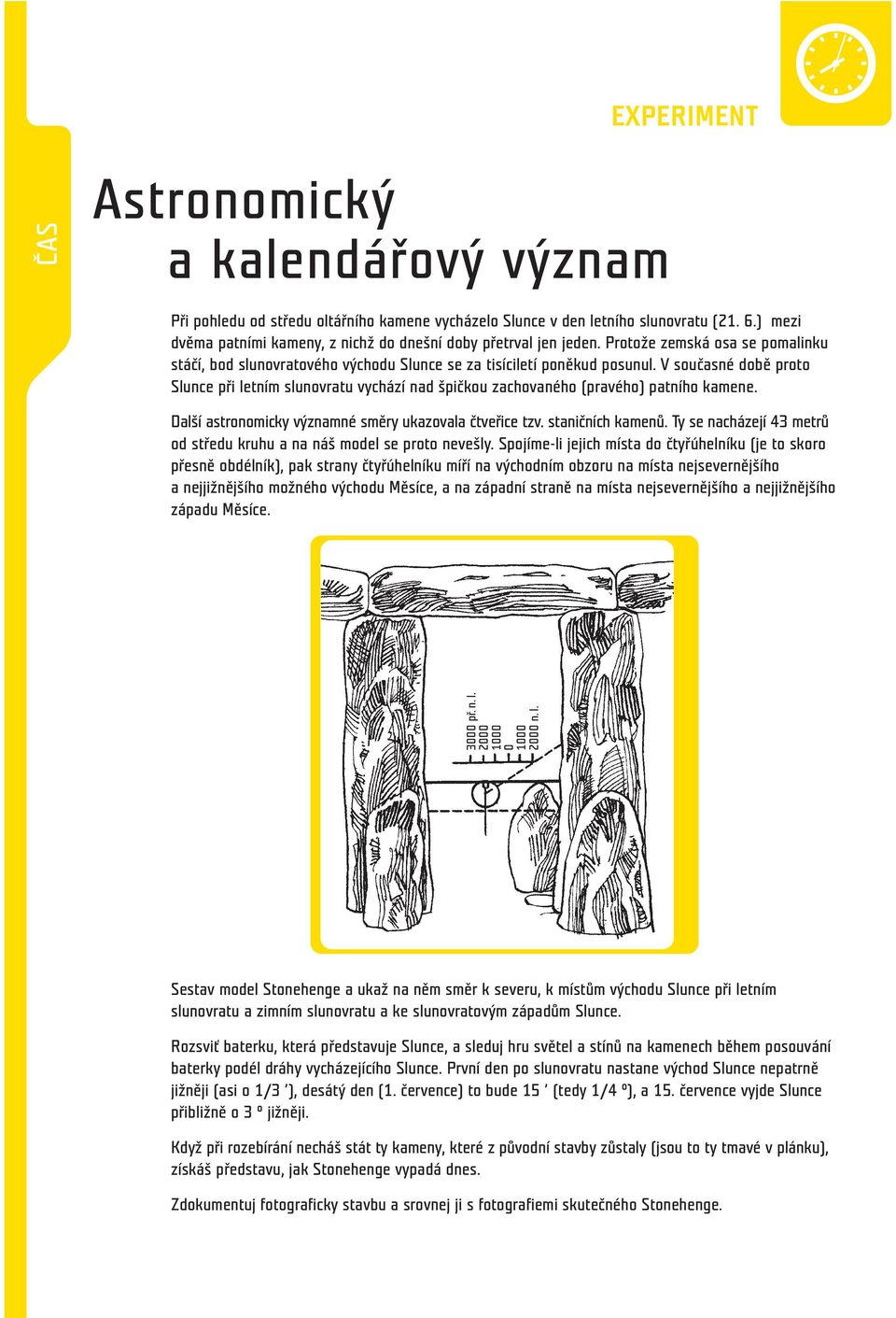 V současné době proto Slunce při letním slunovratu vychází nad špičkou zachovaného (pravého) patního kamene. Další astronomicky významné směry ukazovala čtveřice tzv. staničních kamenů.