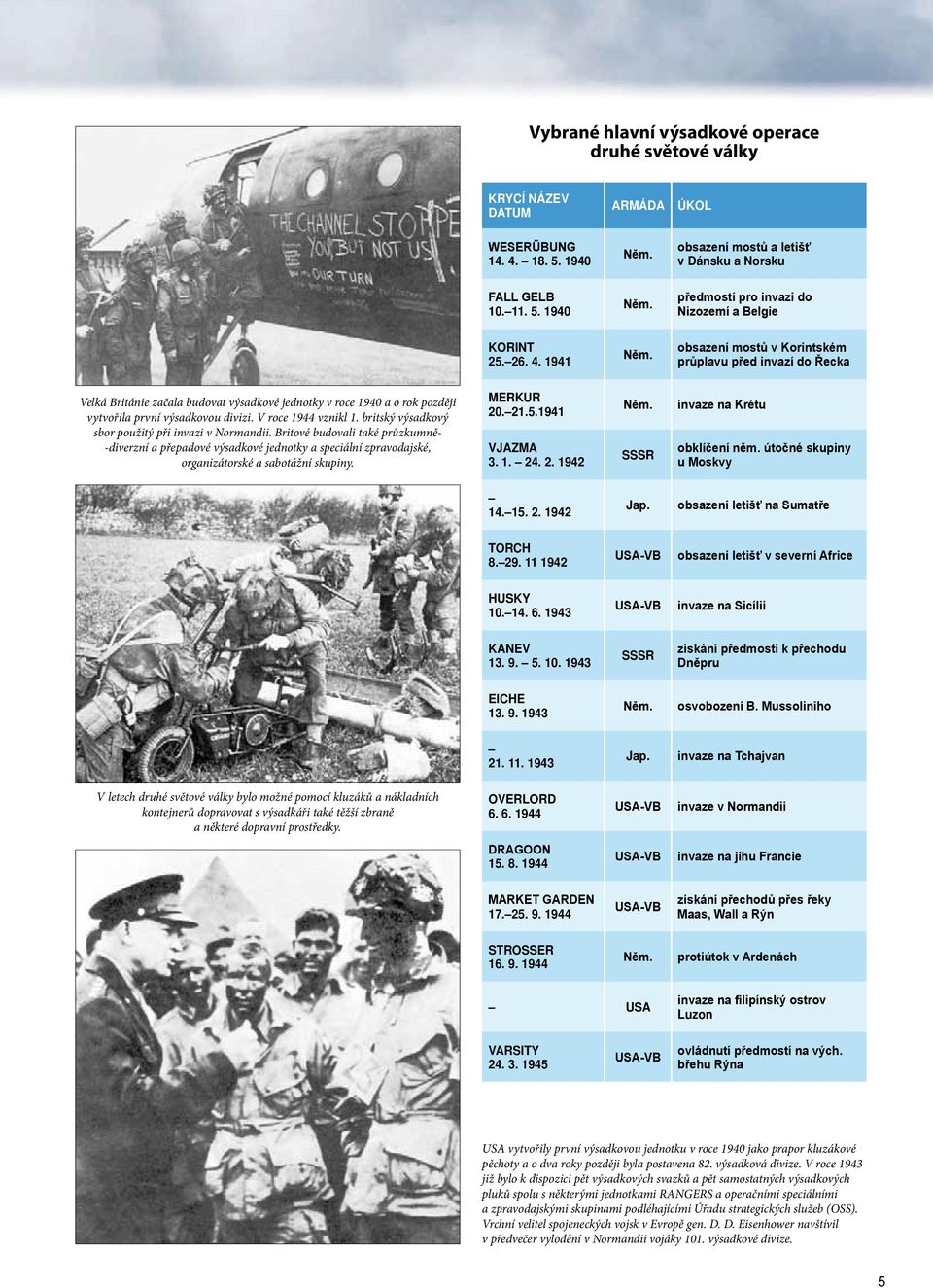 V roce 1944 vznikl 1. britský výsadkový sbor použitý při invazi v Normandii.