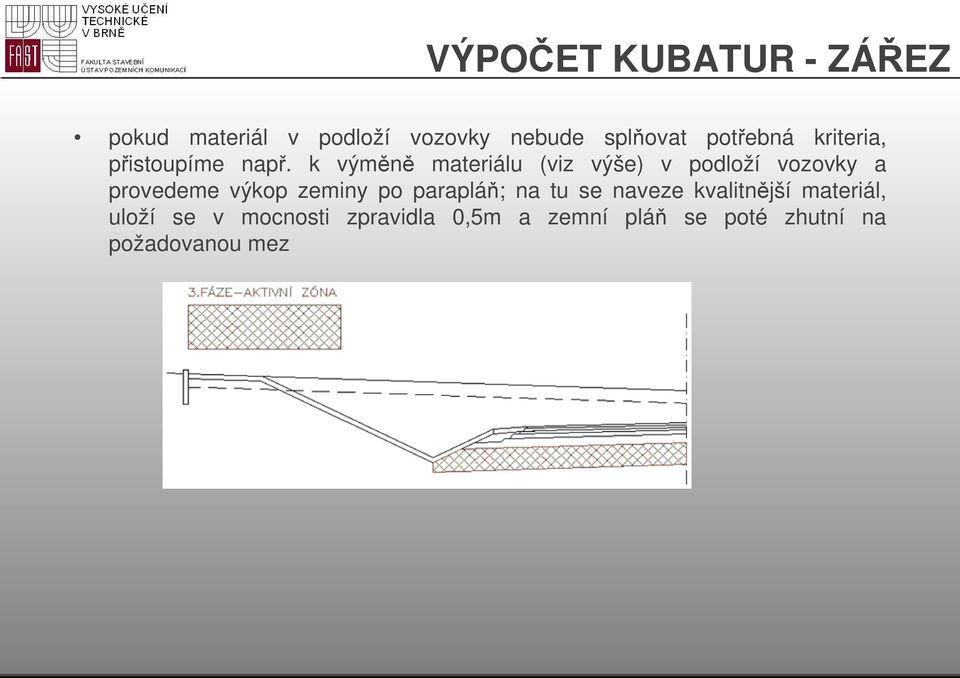 k výměně materiálu (viz výše) v podloží vozovky a provedeme výkop zeminy po