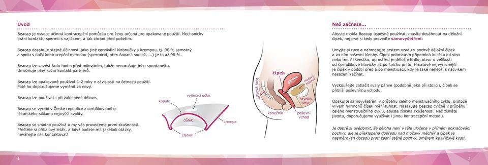 96 % samotný a spolu s další kontracepční metodou (spermicid, přerušovaná soulož,...) je to až 98 %. Beacap lze zavést řadu hodin před milováním, takže nenarušuje jeho spontaneitu.