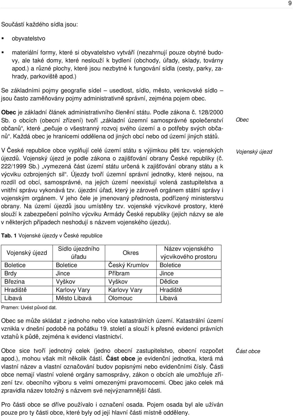 ) Se základními pojmy geografie sídel usedlost, sídlo, město, venkovské sídlo jsou často zaměňovány pojmy administrativně správní, zejména pojem obec.