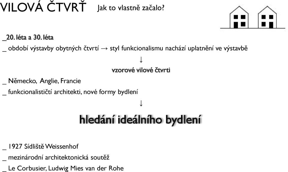 vzorové vilové čtvrti _ Nĕmecko, Anglie, Francie _ funkcionalističtí architekti, nové formy