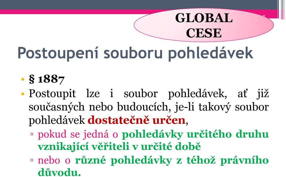 pohledávek dostatečně určen, pokud se jedná o pohledávky určitého druhu