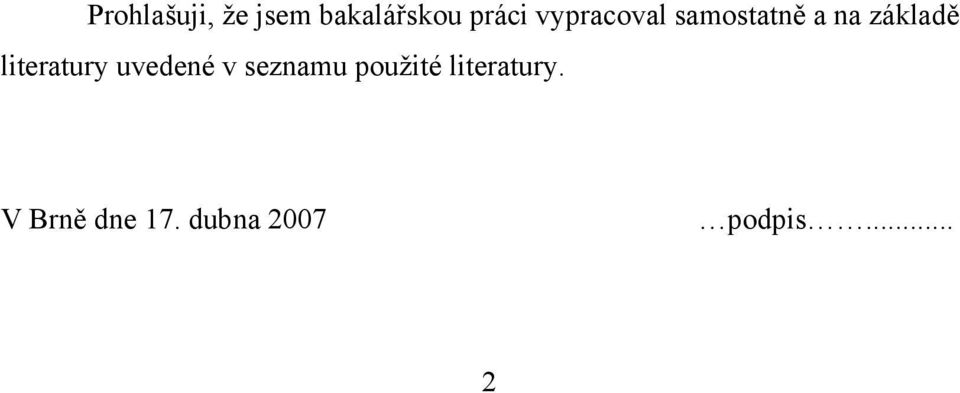 literatury uvedené v seznamu použité