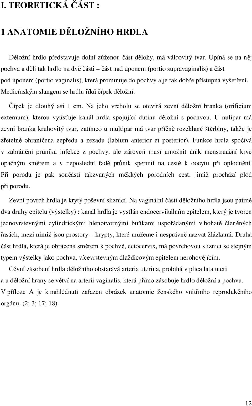 Medicínským slangem se hrdlu říká čípek děložní. Čípek je dlouhý asi 1 cm.