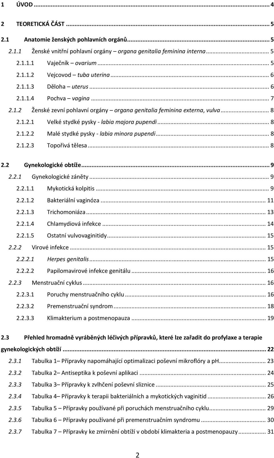 ..8 2.1.2.3 Topořivá tělesa...8 2.2 Gynekologické obtíže...9 2.2.1 Gynekologické záněty...9 2.2.1.1 Mykotická kolpitis...9 2.2.1.2 Bakteriální vaginóza...11 2.2.1.3 Trichomoniáza...13 2.2.1.4 Chlamydiová infekce.