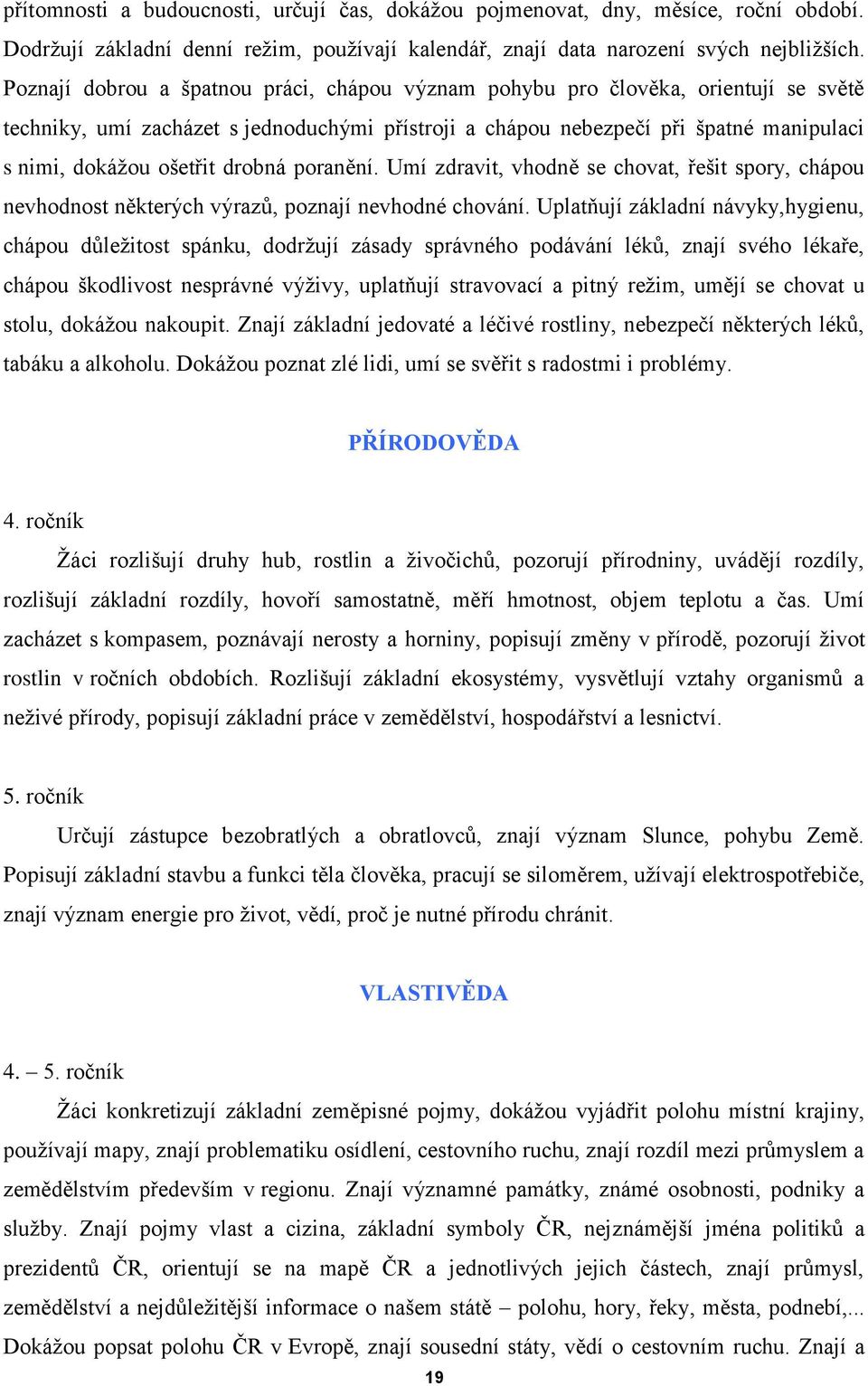 drobná poranění. Umí zdravit, vhodně se chovat, řešit spory, chápou nevhodnost některých výrazů, poznají nevhodné chování.