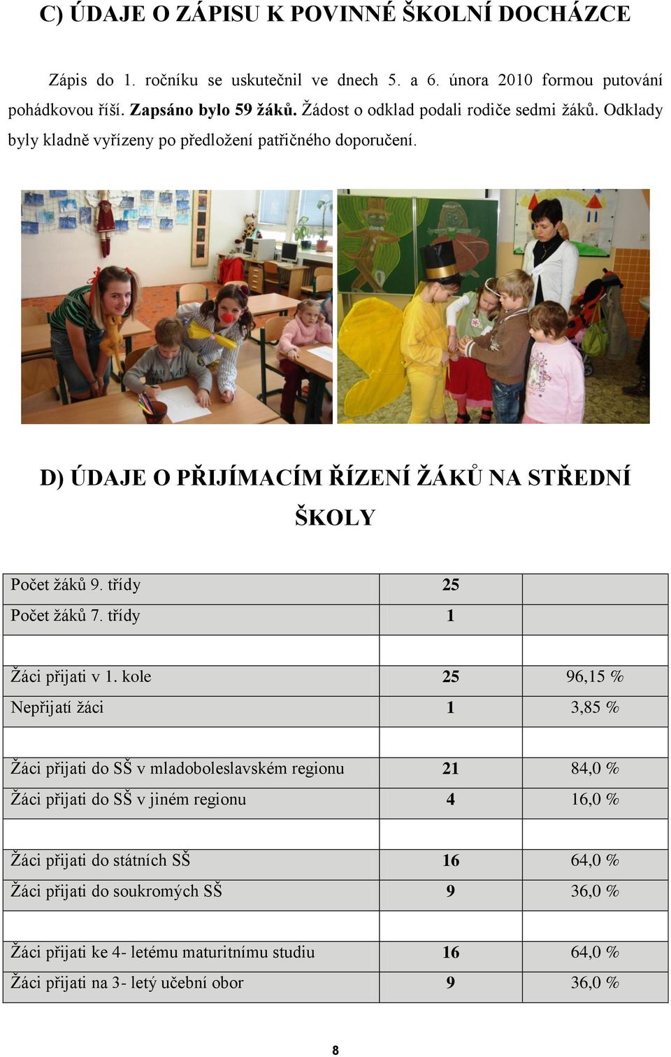 třídy 25 Počet ţáků 7. třídy 1 Ţáci přijati v 1.