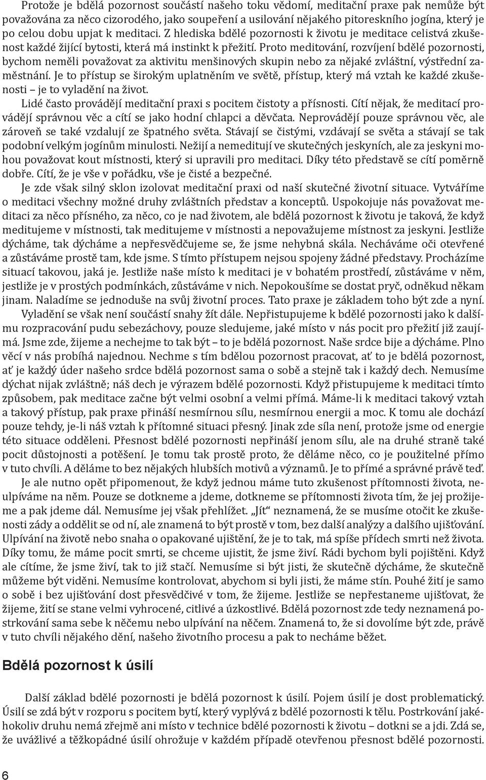 Proto meditování, rozvíjení bdělé pozornosti, bychom neměli považovat za aktivitu menšinových skupin nebo za nějaké zvláštní, výstřední zaměstnání.