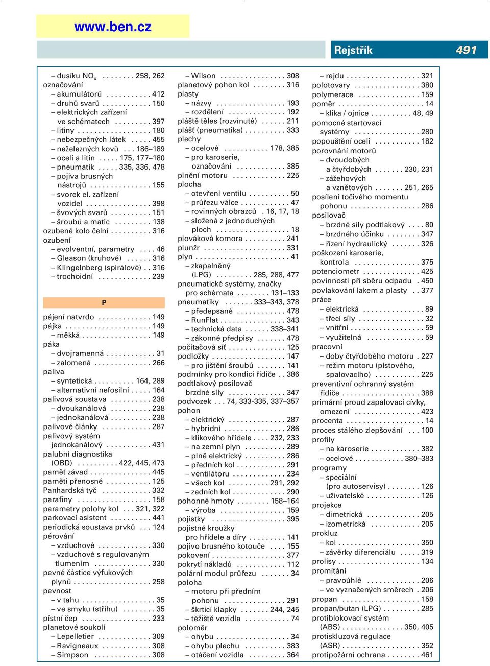 ......... 151 šroubů a matic......... 138 ozubené kolo čelní.......... 316 ozubení evolventní, parametry.... 46 Gleason (kruhové)...... 316 Klingelnberg (spirálové).. 316 trochoidní.