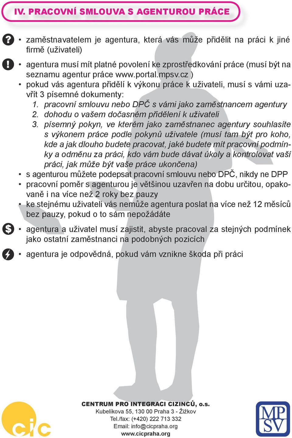 pracovní smlouvu nebo DPČ s vámi jako zaměstnancem agentury 2. dohodu o vašem dočasném přidělení k uživateli 3.