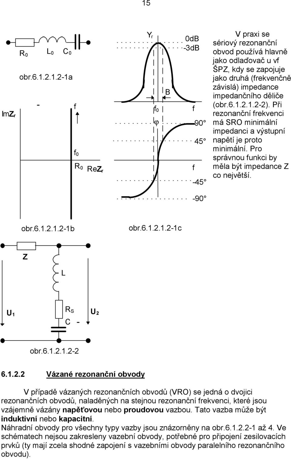 Při rezonanční rekvenci má SRO minimální impedanci a výstupní napětí je proto minimální. Pro správnou unkci by měla být impedance Z co největší. -9 obr.6...-b obr.6...-c Z L R S obr.6...- 6.