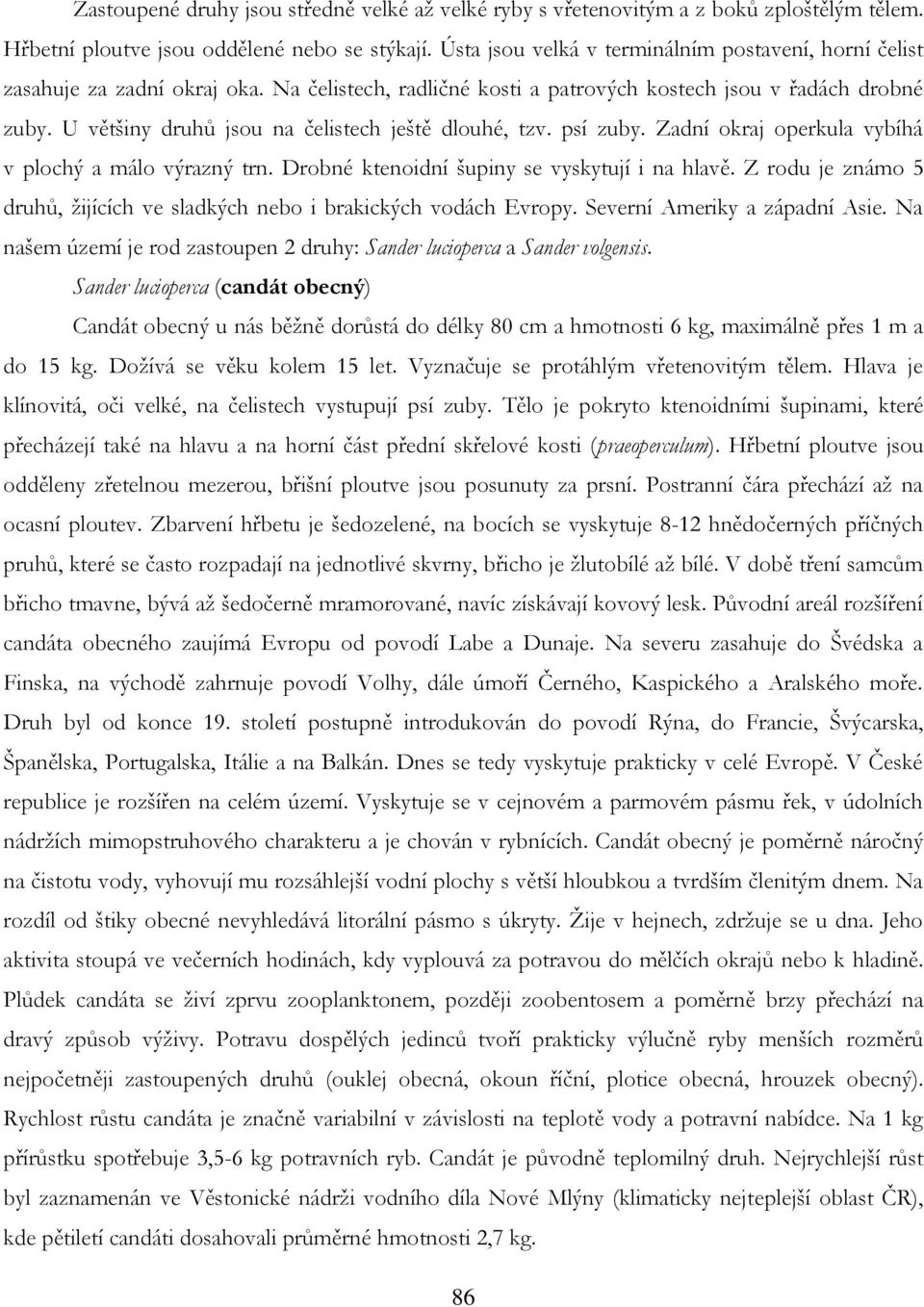 U většiny druhů jsou na čelistech ještě dlouhé, tzv. psí zuby. Zadní okraj operkula vybíhá v plochý a málo výrazný trn. Drobné ktenoidní šupiny se vyskytují i na hlavě.