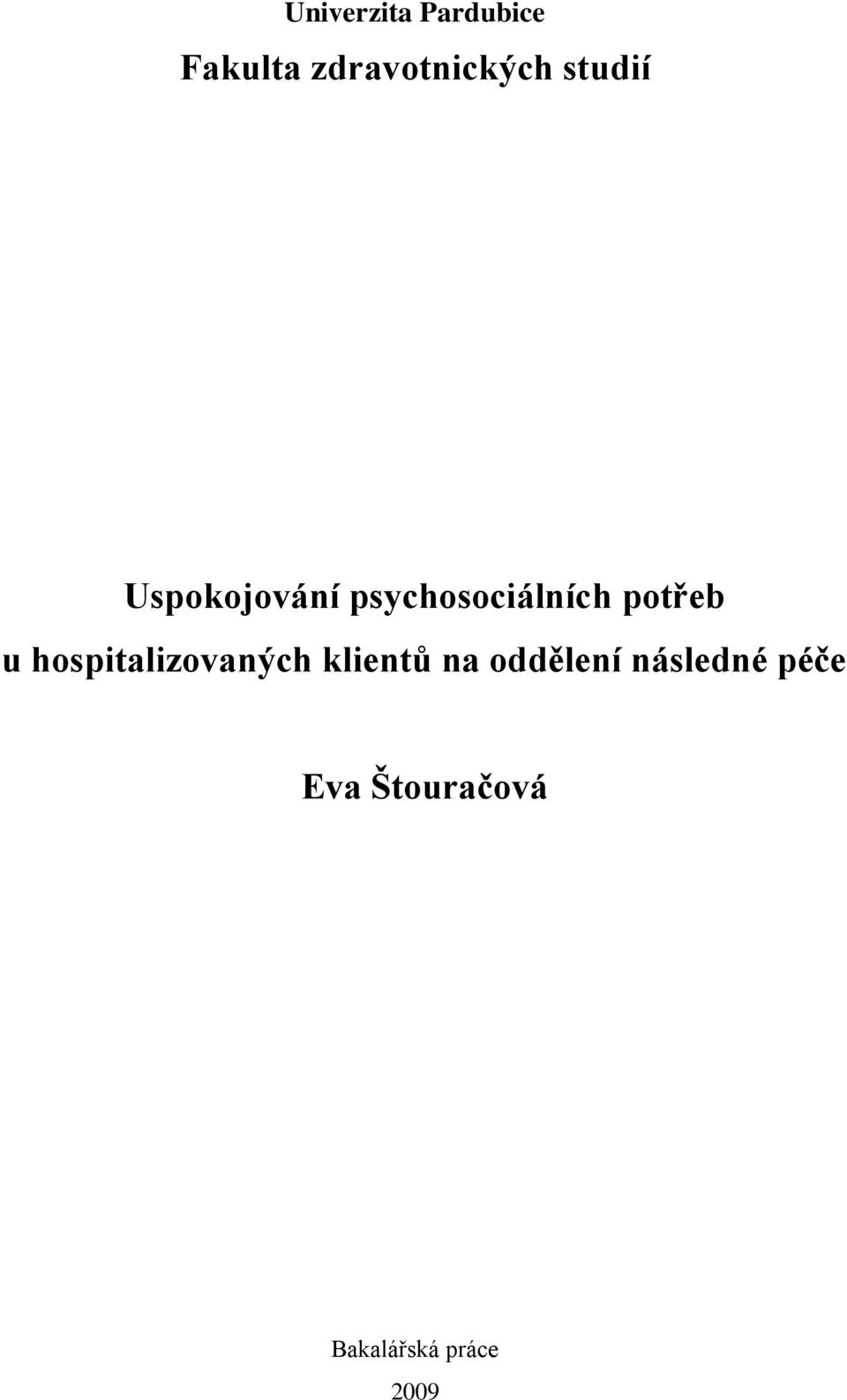 u hospitalizovaných klientů na oddělení