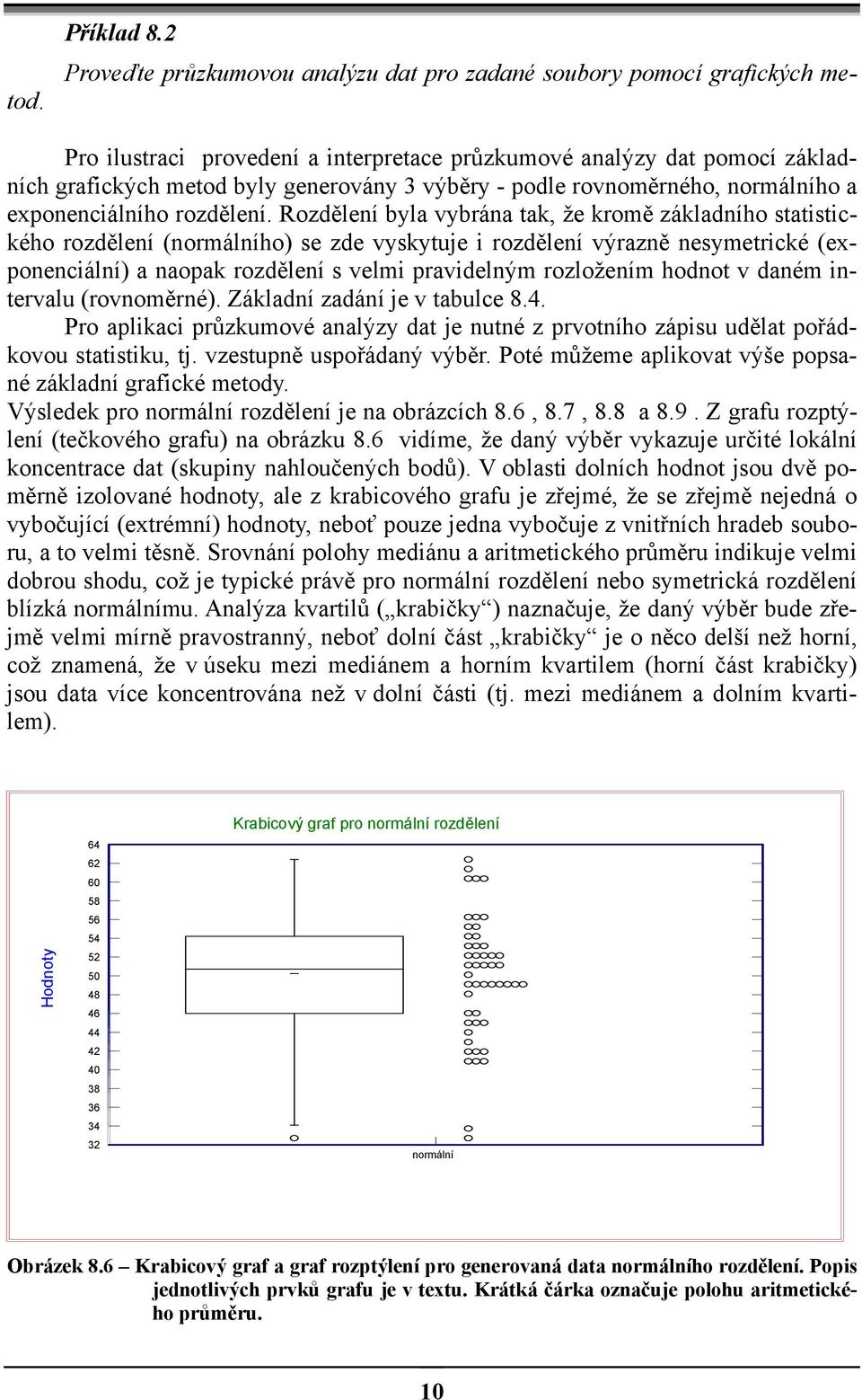 Rozděleí byla vybráa tak, že kromě základího statistického rozděleí (ormálího) se zde vyskytuje i rozděleí výrazě esymetrické (expoeciálí) a aopak rozděleí s velmi pravidelým rozložeím hodot v daém