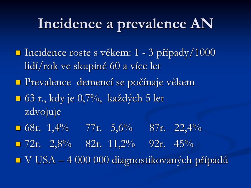 63 r., kdy je 0,7%, každých 5 let zdvojuje 68r. 1,4% 77r. 5,6% 87r.