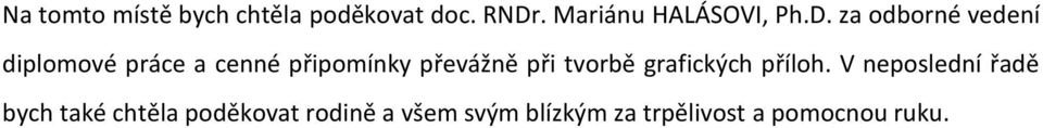 za odborné vedení diplomové práce a cenné připomínky převážně při