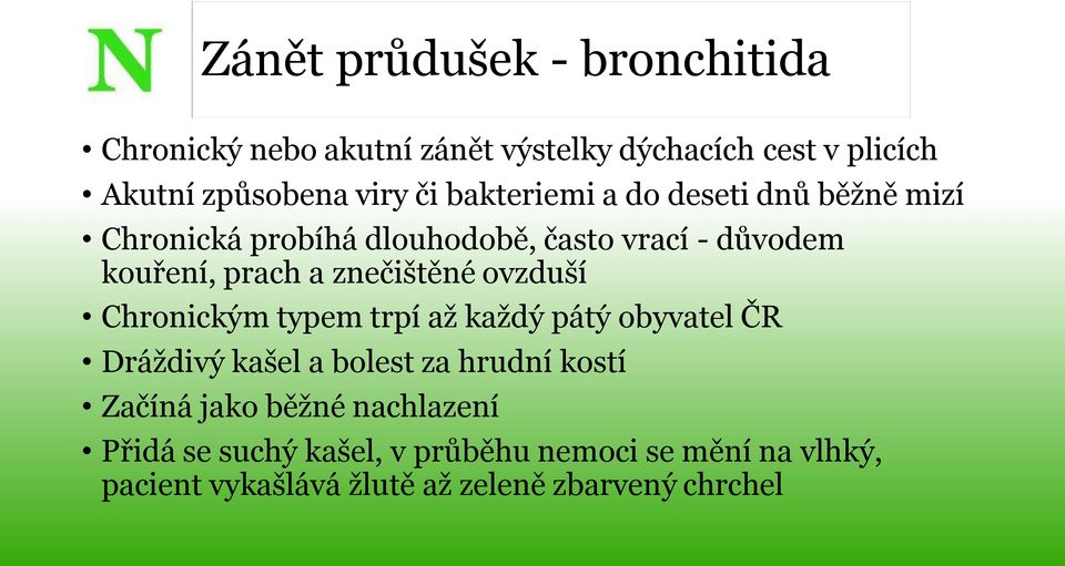 znečištěné ovzduší Chronickým typem trpí až každý pátý obyvatel ČR Dráždivý kašel a bolest za hrudní kostí Začíná