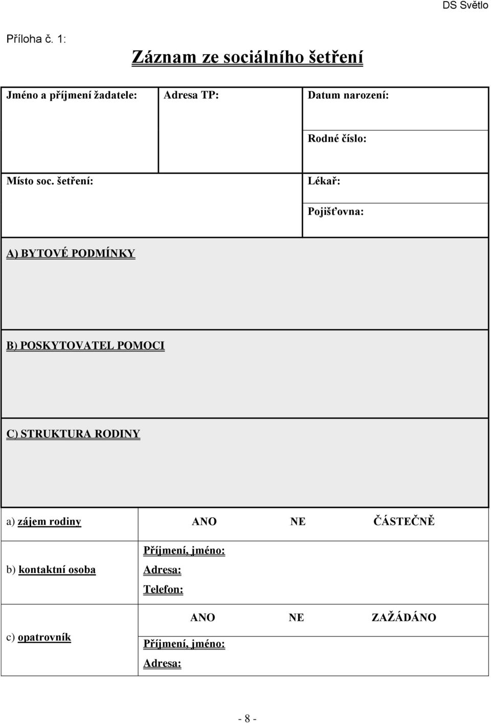 Rodné číslo: Místo soc.