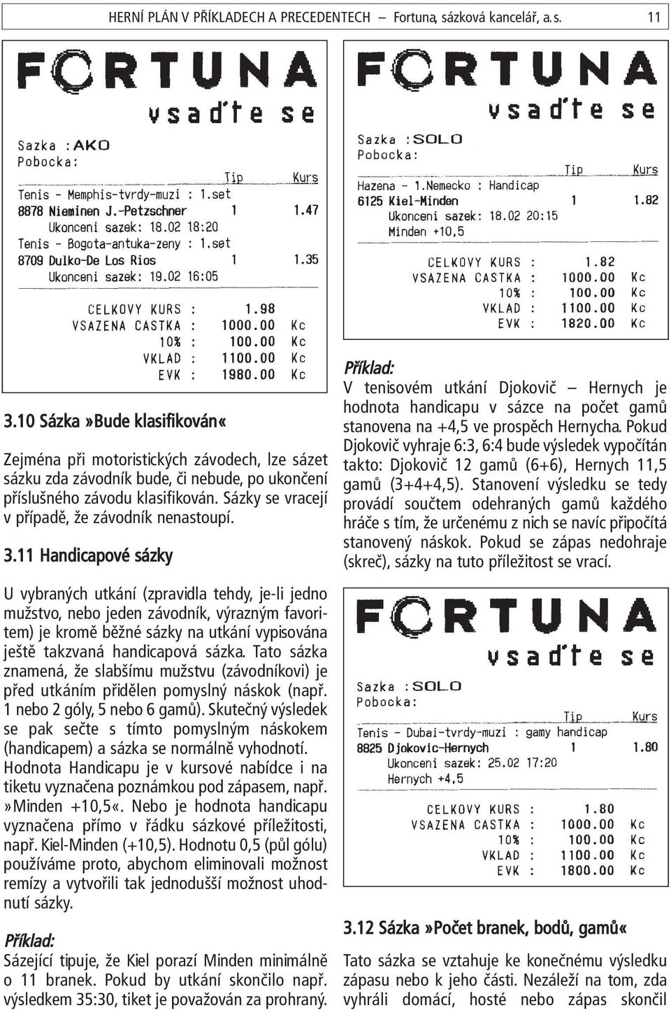 Sázky se vracejí v případě, že závodník nenastoupí. 3.