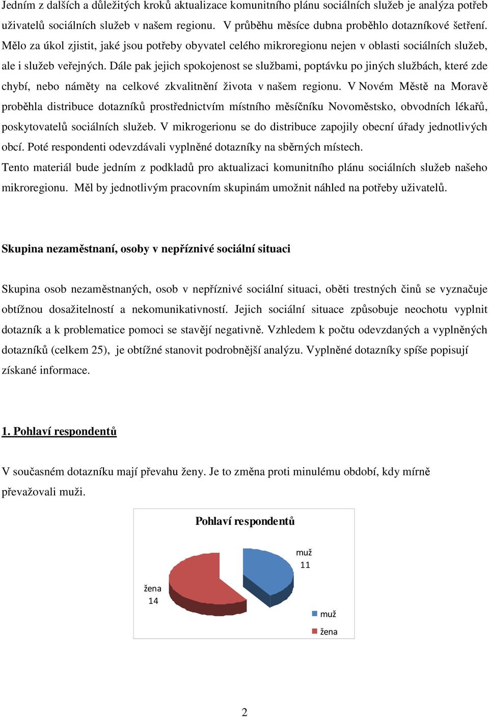 Dále pak jejich spokojenost se službami, poptávku po jiných službách, které zde chybí, nebo náměty na celkové zkvalitnění života v našem regionu.