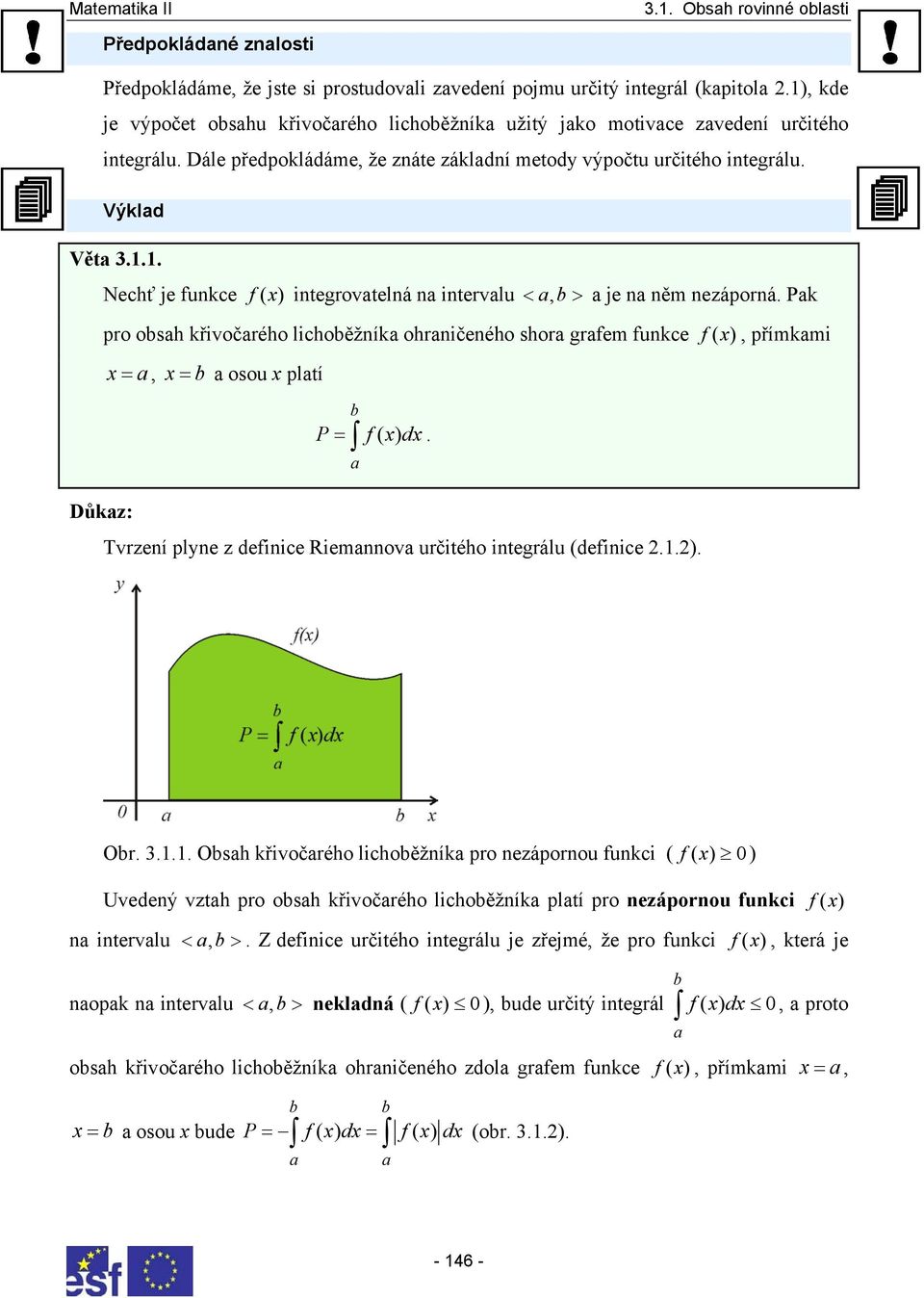 ohrničeného shor grfem funkce f ( ), přímkmi Důkz: =, = osou pltí P= f( ) d Tvrzení plyne z definice Riemnnov určitého integrálu (definice ) Or Osh křivočrého lichoěžník pro nezápornou funkci ( f ( )