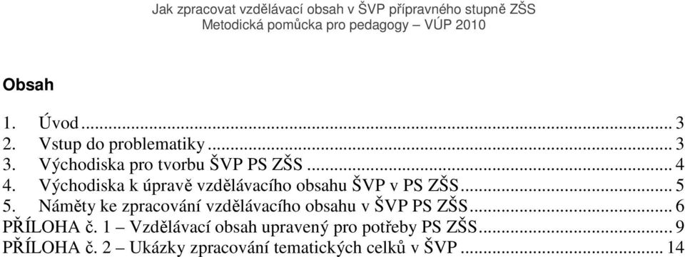 Východiska k úpravě vzdělávacího obsahu ŠVP v PS ZŠS... 5 5.