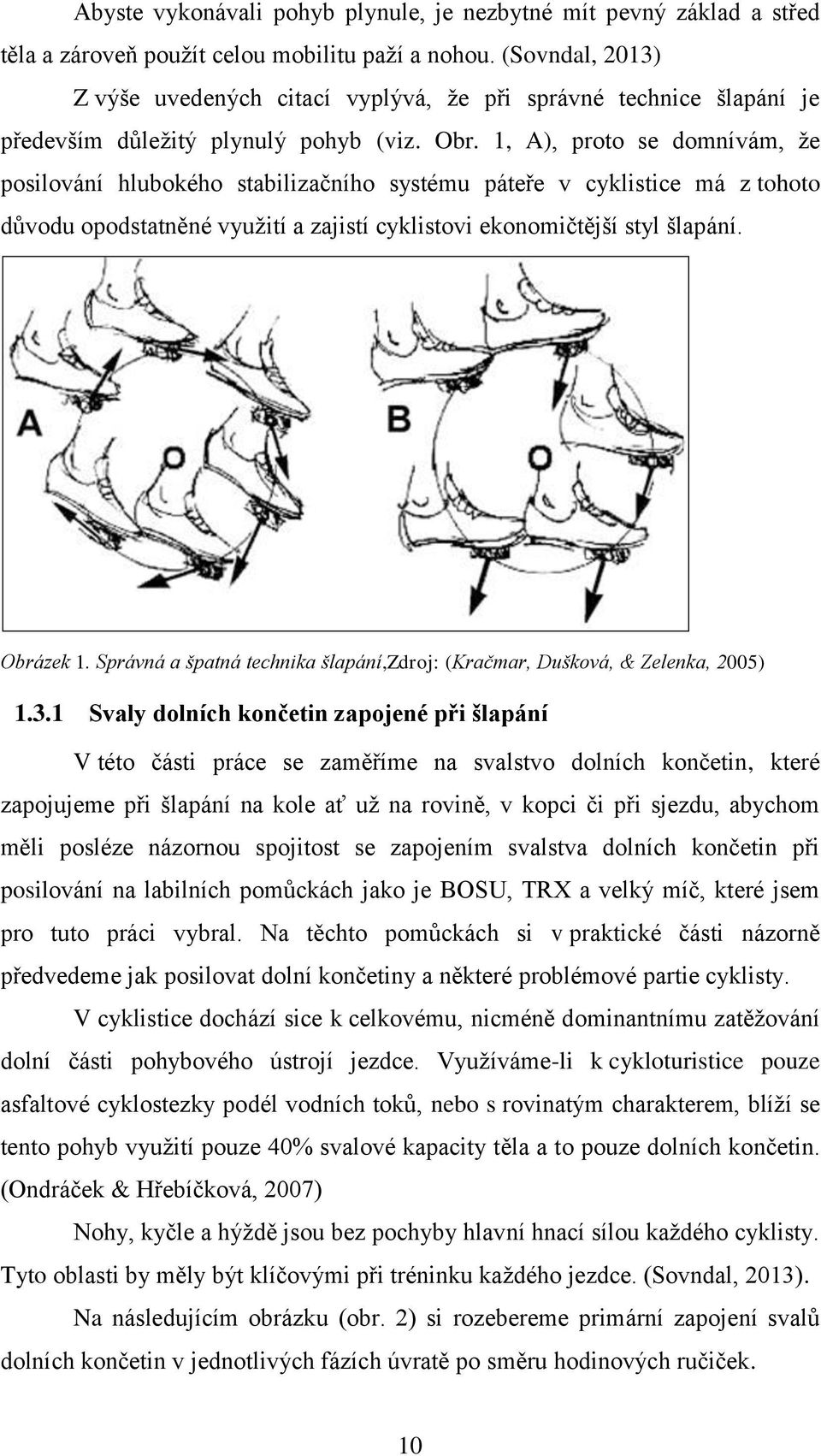 1, A), proto se domnívám, že posilování hlubokého stabilizačního systému páteře v cyklistice má z tohoto důvodu opodstatněné využití a zajistí cyklistovi ekonomičtější styl šlapání. Obrázek 1.