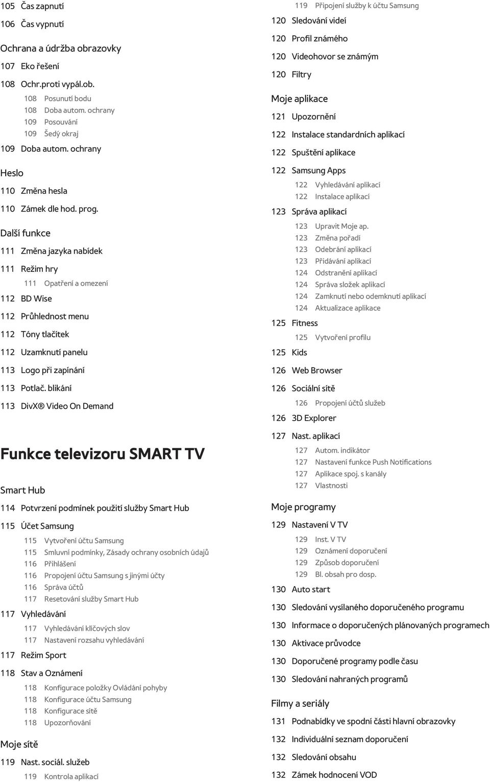 Další funkce 111 Změna jazyka nabídek 111 Režim hry 111 Opatření a omezení 112 BD Wise 112 Průhlednost menu 112 Tóny tlačítek 112 Uzamknutí panelu 113 Logo při zapínání 113 Potlač.