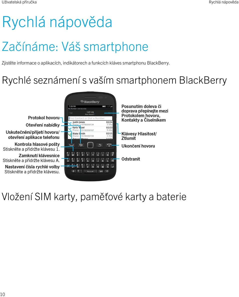 kláves smartphonu BlackBerry.