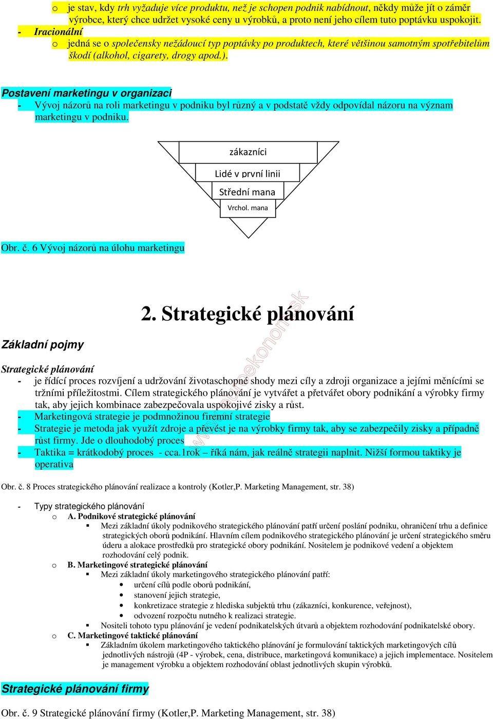 Postavení marketingu v organizaci - Vývoj názorů na roli marketingu v podniku byl různý a v podstatě vždy odpovídal názoru na význam marketingu v podniku.