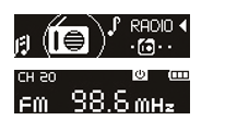 FM Rádio Přehrávání rádia 1. Připojte sluchátka. 2. Stiskněte pro přechod do hlavního menu. 3.