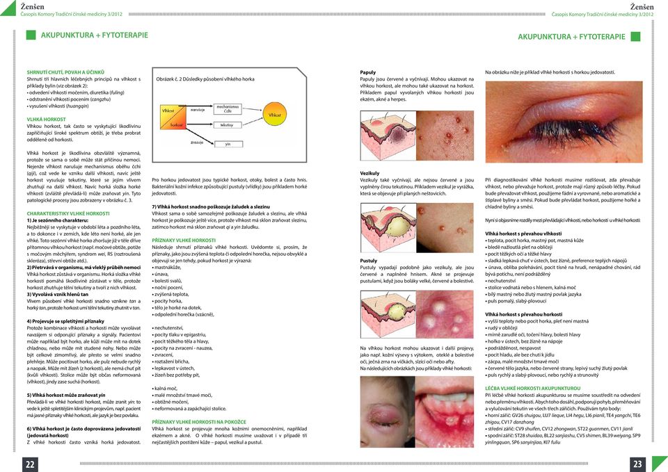 Mohou ukazovat na vlhkou horkost, ale mohou také ukazovat na horkost. Příkladem papul vyvolaných vlhkou horkostí jsou ekzém, akné a herpes.