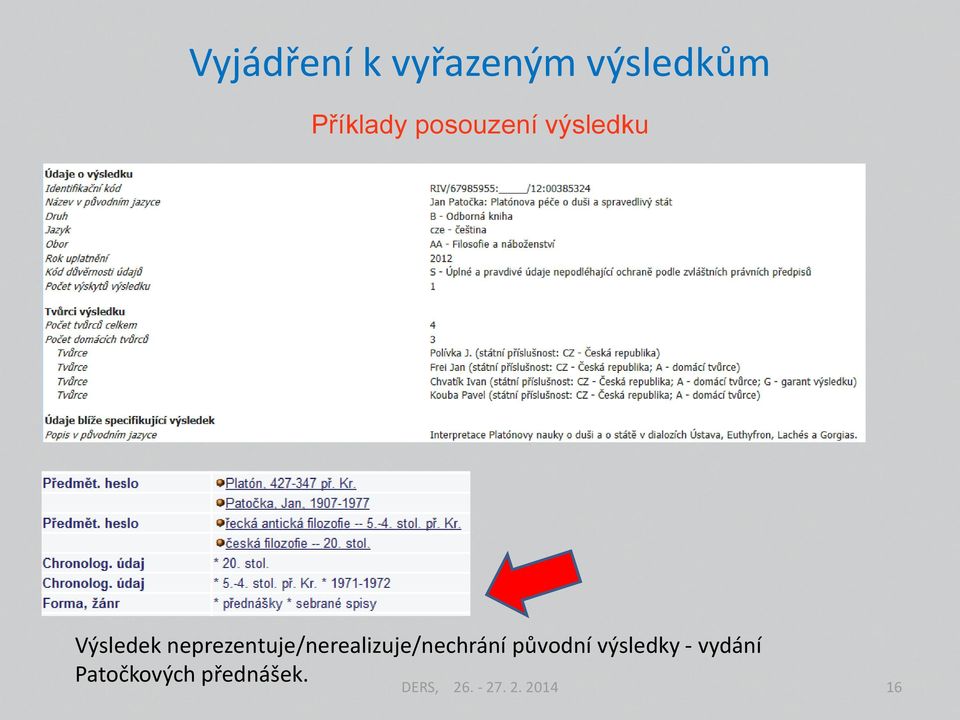 původní výsledky - vydání