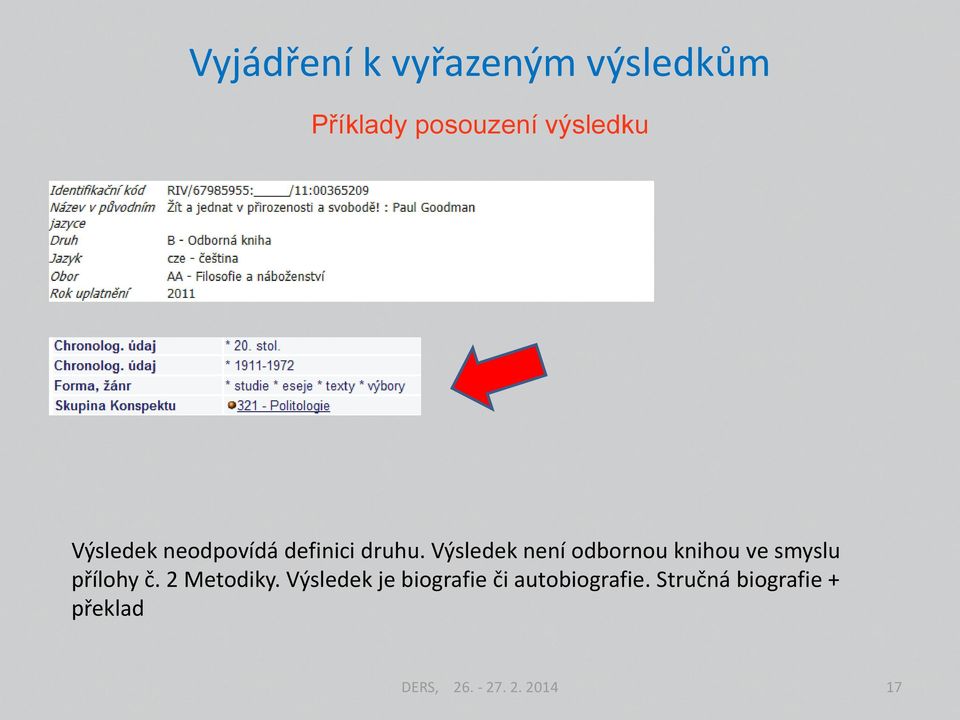 Výsledek není odbornou knihou ve smyslu přílohy č.