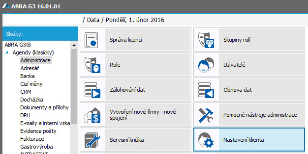 rozhraní, kdy si ABRA zaregistruje do registrů Windows příslušné OLE knihovny.