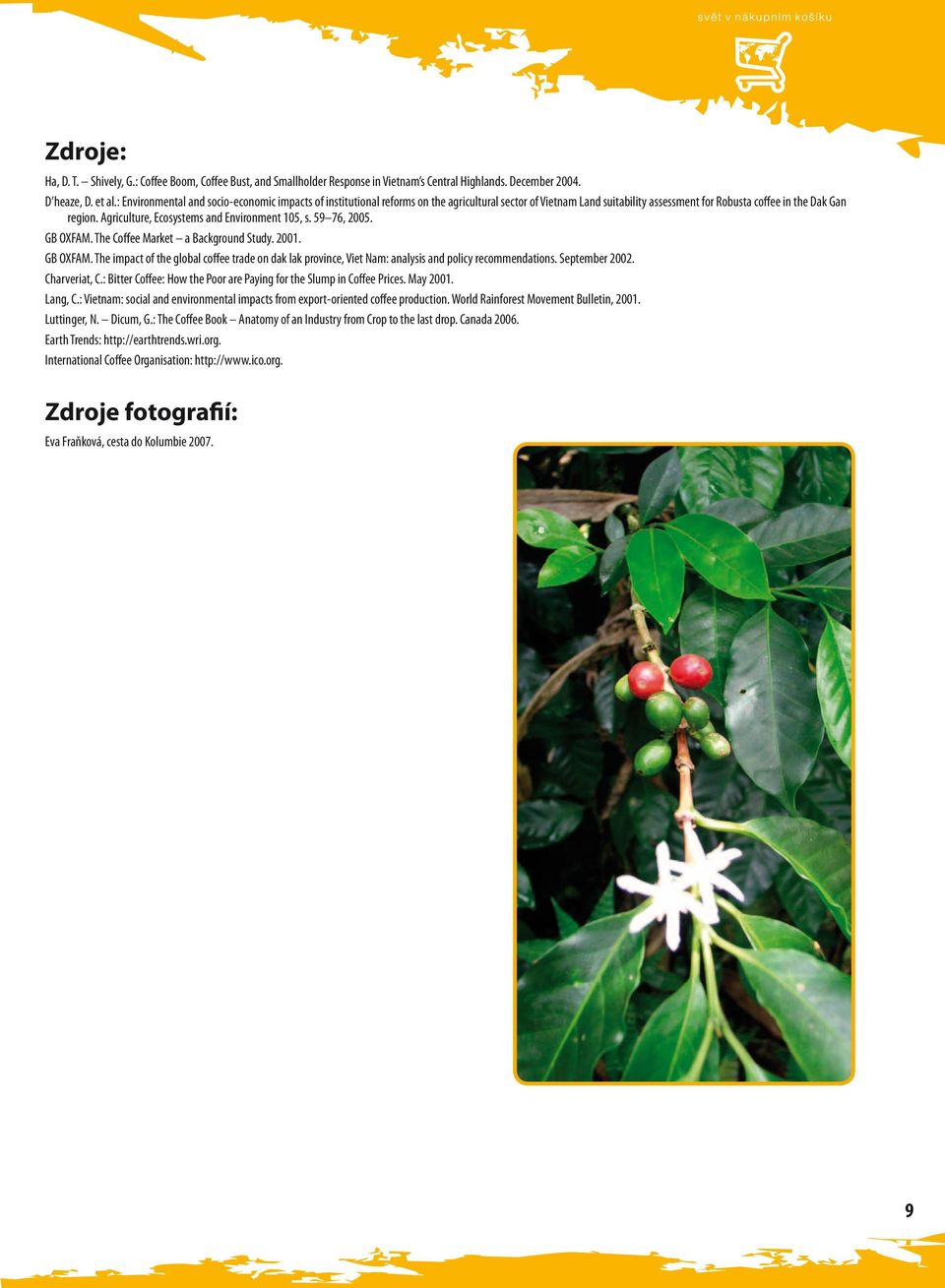 Agriculture, Ecosystems and Environment 105, s. 59 76, 2005. GB OXFAM. The Coffee Market a Background Study. 2001. GB OXFAM. The impact of the global coffee trade on dak lak province, Viet Nam: analysis and policy recommendations.