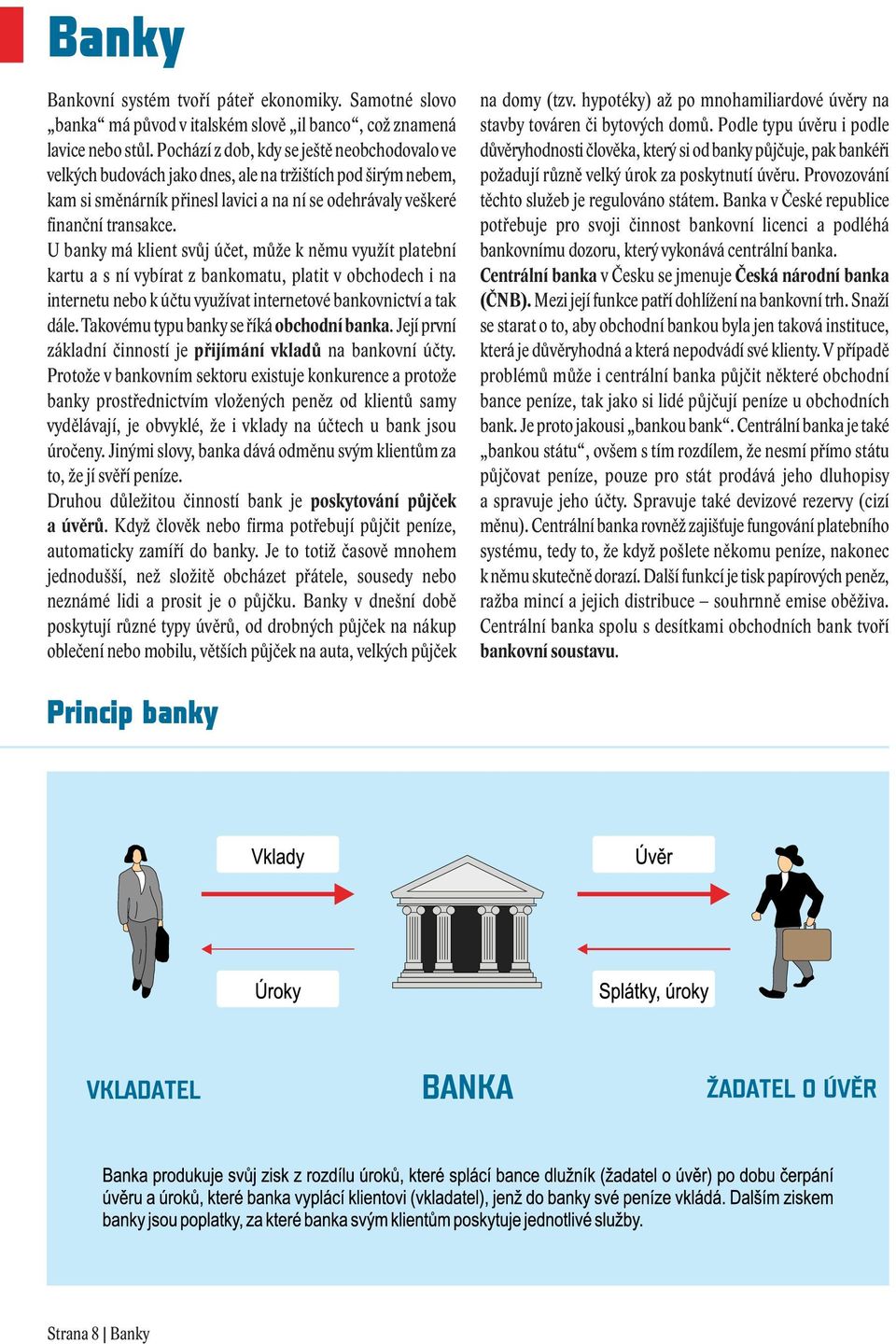 U banky má klient svůj účet, může k němu využít platební kartu a s ní vybírat z bankomatu, platit v obchodech i na internetu nebo k účtu využívat internetové bankovnictví a tak dále.