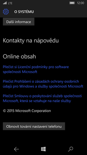 Reset přístroje do továrního nastavení 1. V menu stisknete dlaždici Nastavení. 2.